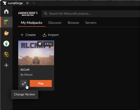 how to change curseforge mod version