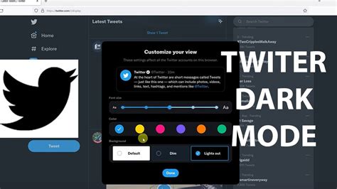 how to change dark mode in twitter pc