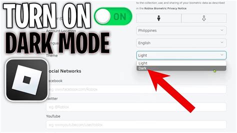 how to change dark mode on roblox mobile