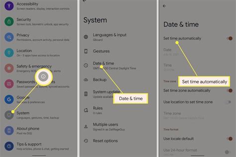 how to change date and time on android
