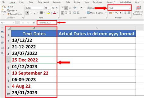 how to change date in dd mm yyyy format in excel