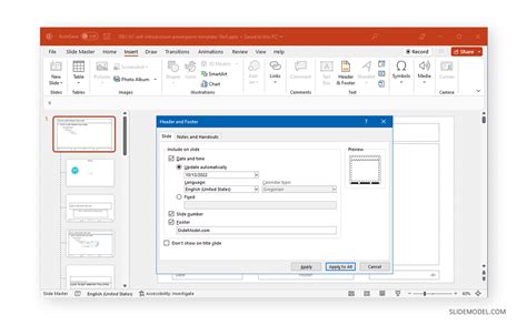 how to change date on footer in powerpoint