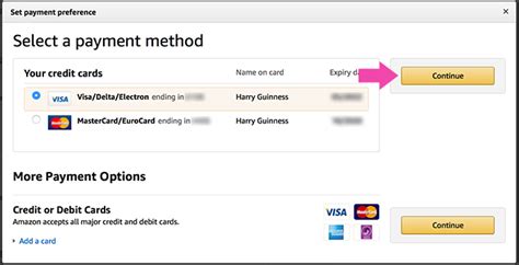 how to change default card amazon