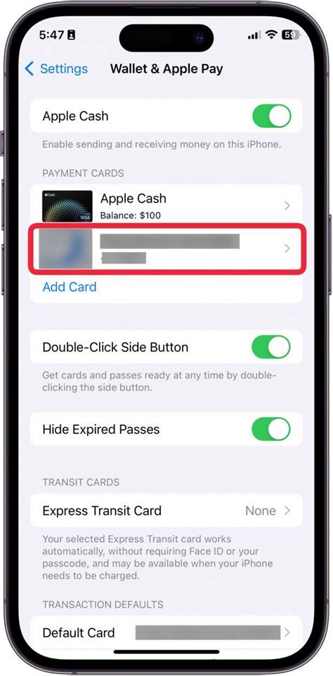 how to change default card in apple pay