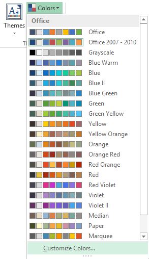 how to change default colours in excel