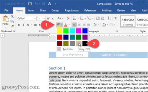 how to change default text highlight color in word