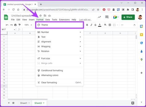 how to change default theme in google sheets