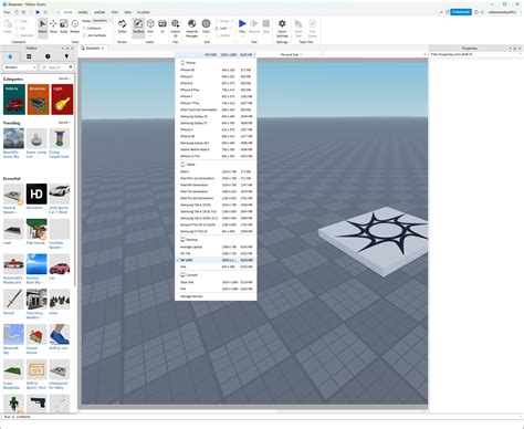 how to change device view roblox studio