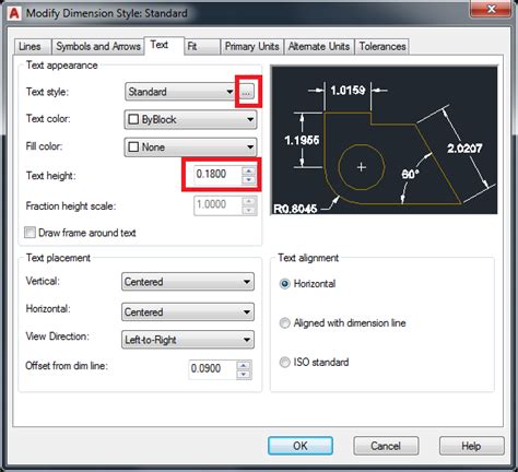 how to change dim text height in autocad