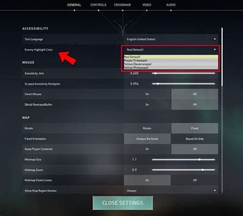 how to change enemy highlight color valorant