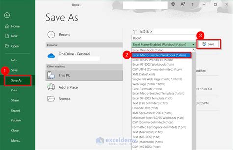 how to change excel file type to macro enabled