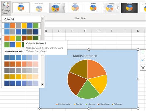 how to change excel pie chart colors