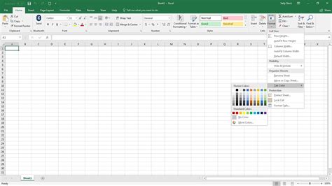 how to change excel sheet color