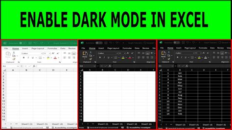 how to change excel to dark mode mac