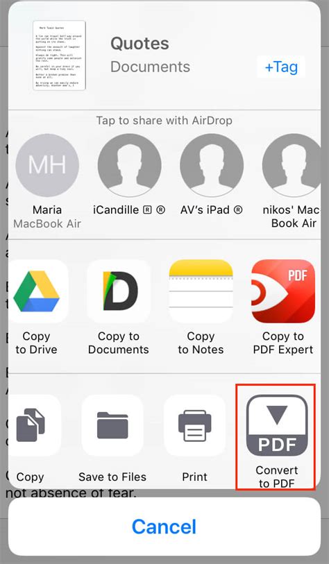 how to change file into pdf on ipad