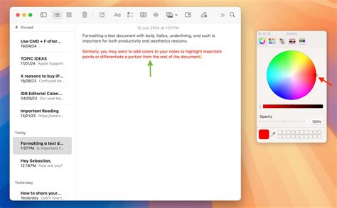 how to change font color in apple notes app