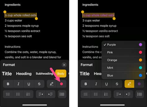 how to change font color in notes ios 17