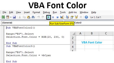 how to change font color in vba code
