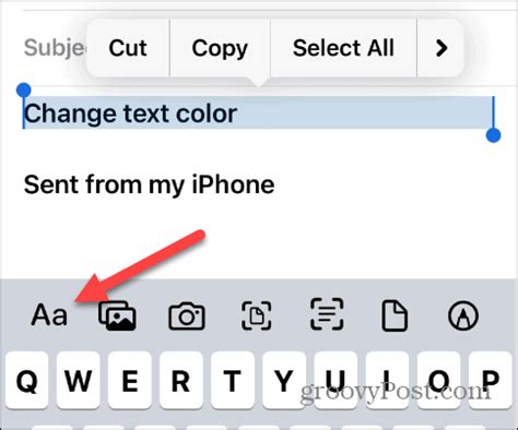 how to change font color on iphone email