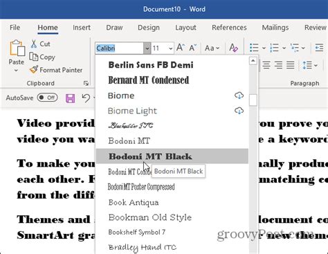 how to change font for entire document in word
