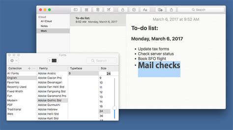 how to change font in notes on mac