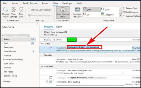 how to change font in outlook email subject line