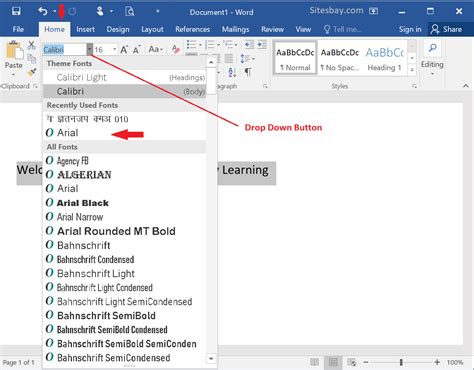 how to change font in word
