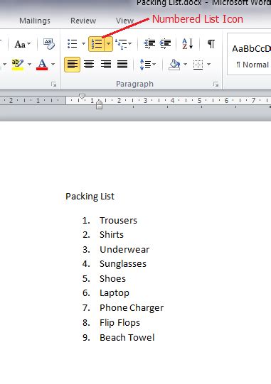 how to change font of numbered list in word
