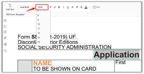how to change font size in fillable pdf microsoft edge