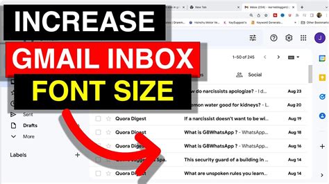 how to change font size in google gmail