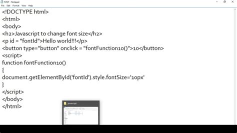 how to change font size in html using javascript