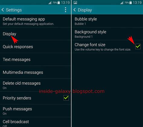how to change font size in messenger android samsung
