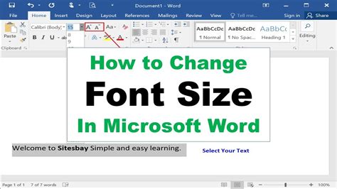 how to change font size in ms word in mobile