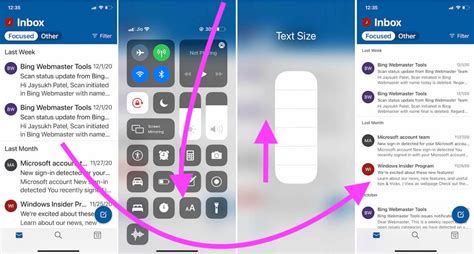 how to change font size in outlook app iphone