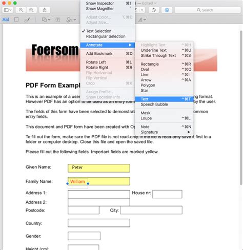 how to change font size in pdf form on mac