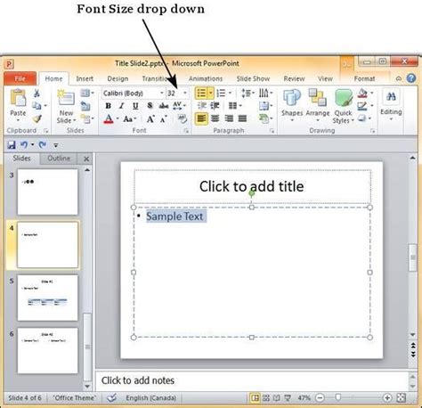 how to change font size in powerpoint slide master