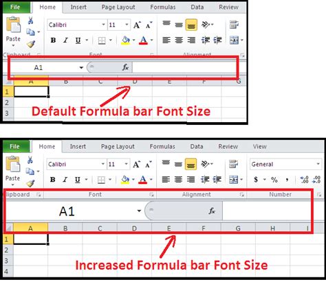 how to change font style in excel formula bar