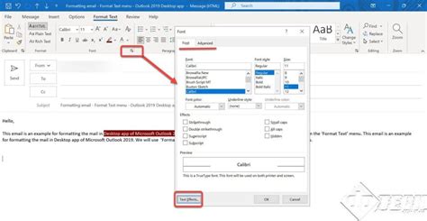 how to change format text in outlook email