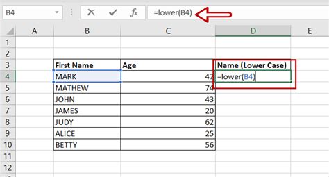 how to change format to lowercase in excel