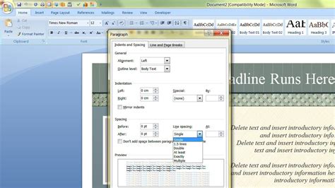 how to change formatting in word template