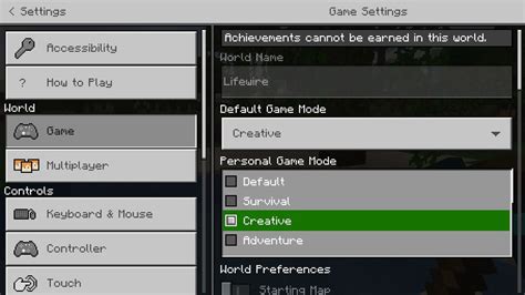 how to change gamemode in minecraft ps4