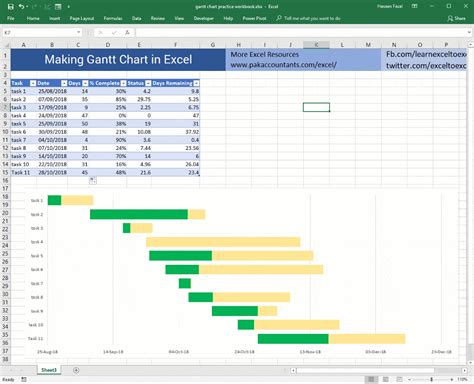 how to change gantt chart in excel