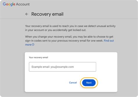 how to change gmail recovery email