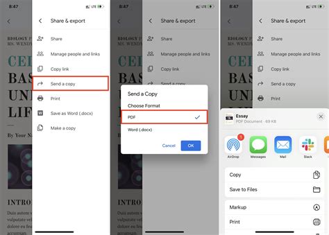 how to change google docs to pdf on iphone
