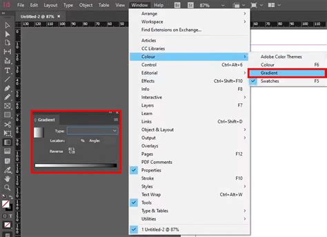 how to change gradient color in indesign