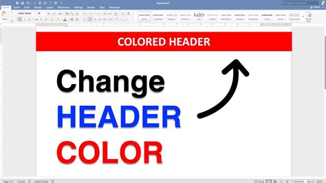 how to change header background color in word
