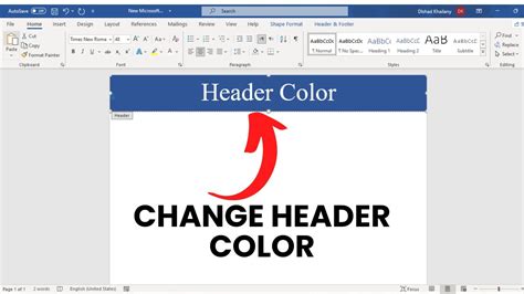 how to change header color in ms word