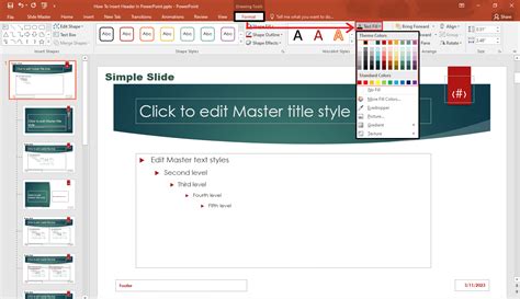 how to change header color in powerpoint