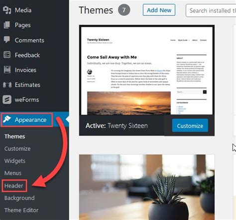 how to change header image in wordpress