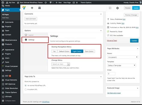 how to change header settings in wordpress